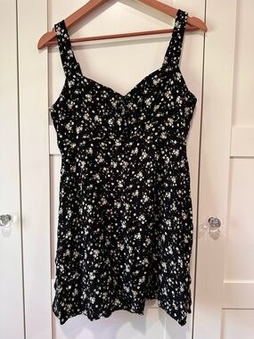 Old Navy Black Dress with White Floral Print
